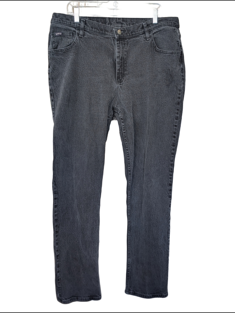 80s Vintage Straight Leg Jeans in Washed Black Size 20W L - Riders By Lee Denim
